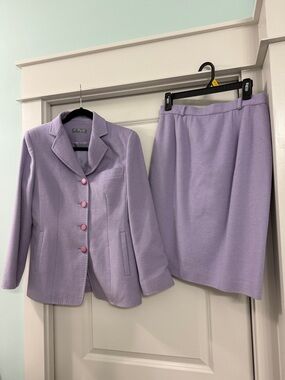 J. Paik Fashion Lavender Skirt Suit Set Women size 4 Wool Formal Wear